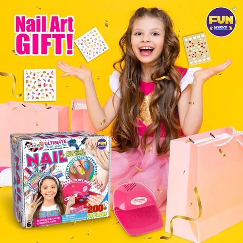 Miniatura 9 de FunKidz - Kit de arte de uñas para niñas, tamaño 17.91 pulgadas de ancho x 12.4 pulgadas de largo con esmalte de uñas pelable, secador de uñas
