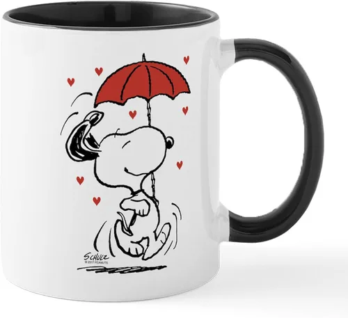 Miniatura 7 de CafePress Peanuts: Snoopy Raining Hearts - Taza de café de cerámica (11.0 fl oz)