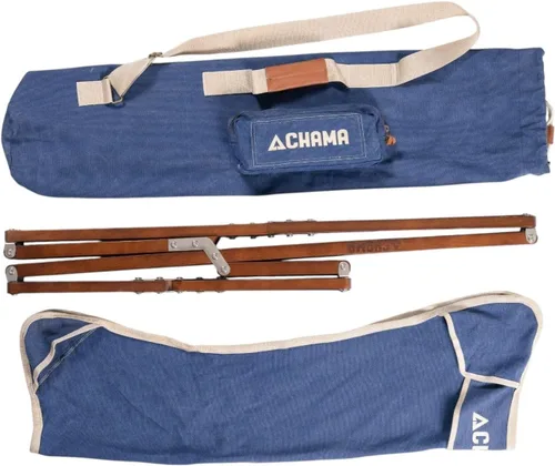 Miniatura 9 de CHAMA Vaquero Heritage - Silla plegable de madera dura oscura y lona de algodón de 20 onzas, accesorios de acero inoxidable de grado marino, bolsa