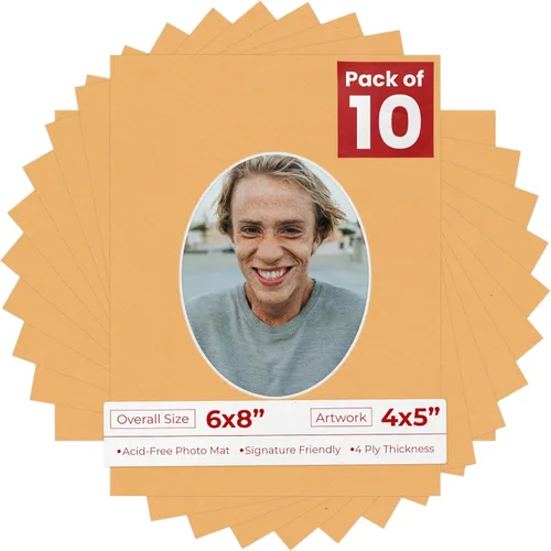 Miniatura 40 de Alfombrilla de 6 x 8 pulgadas, corte biselado para fotos de 4 x 5 pulgadas, diseño ovalado de color gris medio, sin ácidos, mate para proteger tus