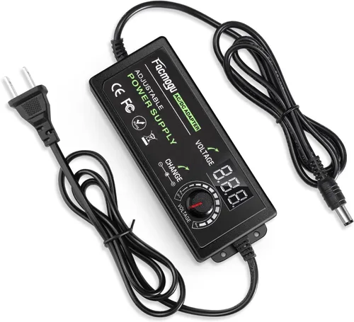 Miniatura 9 de Facmogu Fuente de alimentación ajustable de 3V-12V 5A 60W con pantalla LED, CC variable 3V 5V 6V 9V 12V Adaptador universal AC/DC, 100V-240V AC a DC