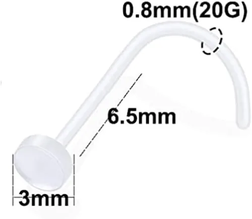 Miniatura 5 de Anillo de nariz transparente Bioflex, aretes de nariz en forma de L, sacacorchos para la nariz, piercing para el cuerpo, conjunto de joyas