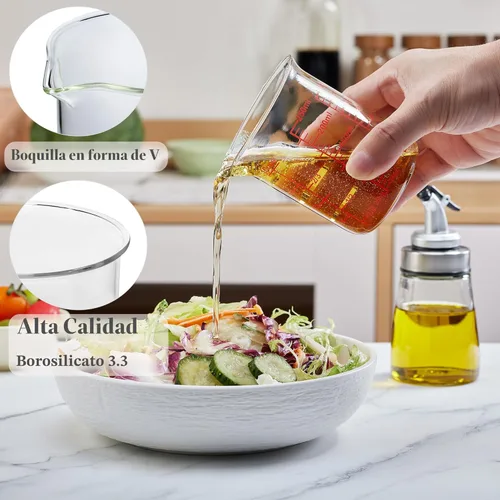 Miniatura 3 de Ackers - Taza medidora de vidrio de 1 taza, taza medidora de líquido de borosilicato de 8 onzas con boquilla