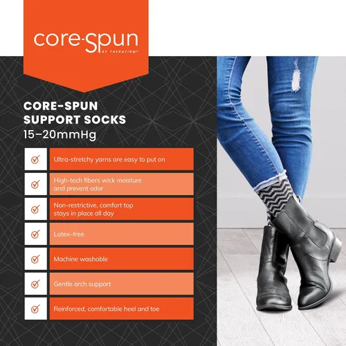 Miniatura 5 de Core-Spun 15-20mmHg Medical Mild Graduated Knee High Compression Socks