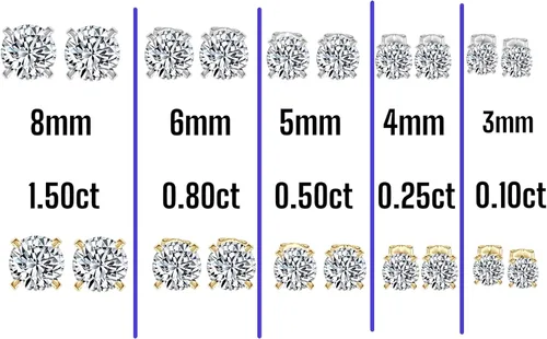 Miniatura 7 de Minkaa Daisy 5 pares de aretes tipo dormilona con circonita cúbica, no alérgicos de acero inoxidable 316L, para pieles sensibles, para mujeres