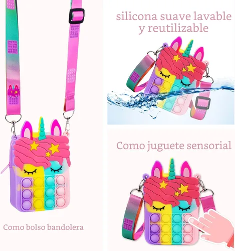Miniatura 7 de Civan Pequeño Bolso para Reventar, Bolso de Unicornio para Niñas, Niños y Mujeres, Bolso Pop con Juguete de Unicornio Pop, Bolso de Hombro, Juguete