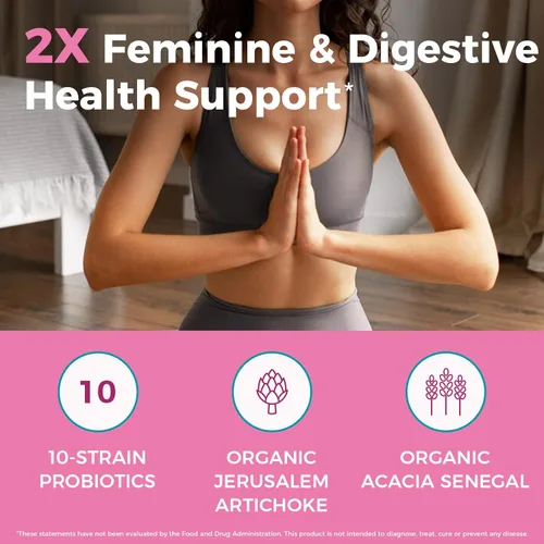 Miniatura 4 de NewRhythm Probióticos para mujeres, prebióticos orgánicos, 70 mil millones de UFC, 10 cepas, probióticos vaginales para la salud urinaria