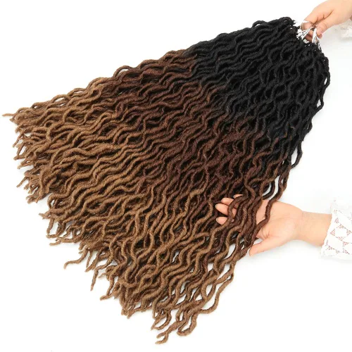 Miniatura 17 de Eliza Rastas gitanas onduladas de 18 pulgadas, cabello de ganchillo suave, 6 paquetes de trenzas sintéticas de diosa, raíces africanas, extensiones
