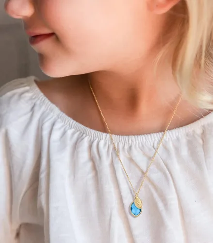 Miniatura 4 de Me&Hz Dainty Initial Birthstone Necklace for Women Girls, 14K Gold Filled Birth Month Crystal Birth Stone Necklace Leaf Letter Small Pendant