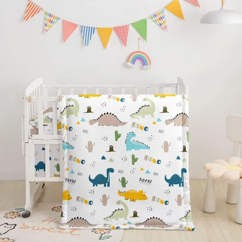Miniatura 7 de Juego de ropa de cama para cuna de 3 piezas, edredón de guardería con estampado de mariposas en acuarela, sábana y falda para bebés niños y niñas