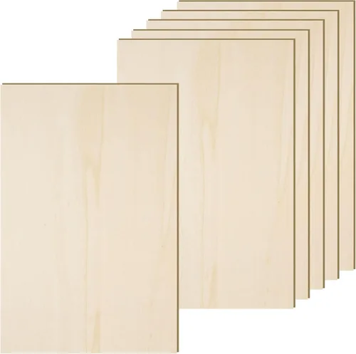 Paquete de 6 hojas de madera de tilo de 10.7 x 7 x 1/4 pulgadas-6mm de grosor para manualidades, hojas de madera contrachapada sin terminar, paneles