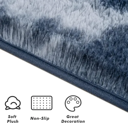 Miniatura 5 de Alfombra de área Softlife para sala de estar, alfombra lanuda mullida y esponjosa de 6 x 9 pies en color azul para dormitorio de niñas y niños, Azul