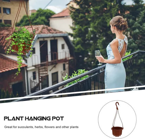 Miniatura 8 de Yardwe Plantas artificiales para decoración al aire libre, 12 macetas colgantes de plástico, macetas de pared para plantas de interior y exterior