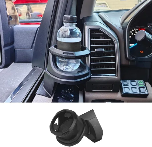 Miniatura 6 de Portavasos para coche, izquierdo, negro, material ABS, compatible con Ford F150 2015-2023, soporte para bebidas en la puerta