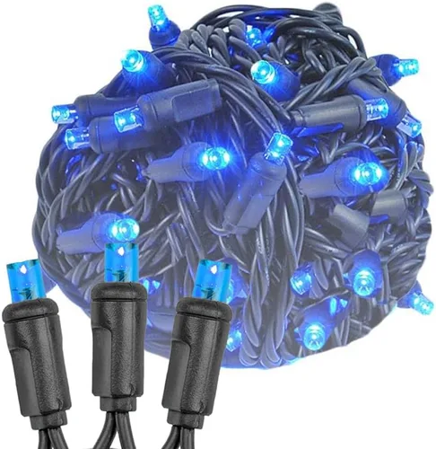 Miniatura 16 de Novelty Lights Guirnalda de luces de Navidad de 25 pies, 50 bombillas LED multicolor en cable negro, espacio de 6 pulgadas, iluminación conectable