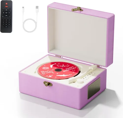Miniatura 10 de Reproductor de CD rosa mullido con Bluetooth, control remoto