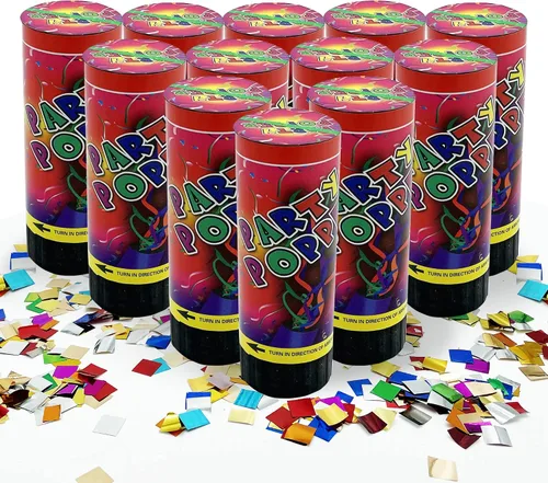 12 piezas de cañones de confeti para boda, cumpleaños, graduación, baby shower, aniversario, Navidad, Año Nuevo, suministros de fiesta para niños,