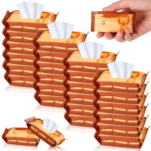 Miniatura 9 de Threlaco Paquete de 24 Total 192 Pcs Toallitas Húmedas Biodegradables de Tamaño de Viaje Respetuosas con la Piel para Manos con Extractos Naturales