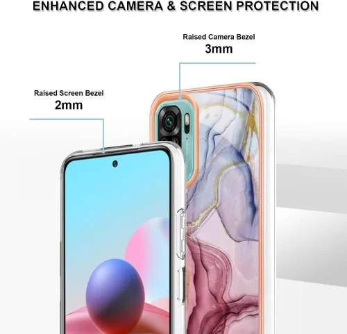 Miniatura 4 de XYX Funda compatible con Xiaomi Redmi Note 10s, mármol galvanizado TPU delgado cuerpo completo elegante funda protectora a prueba de golpes