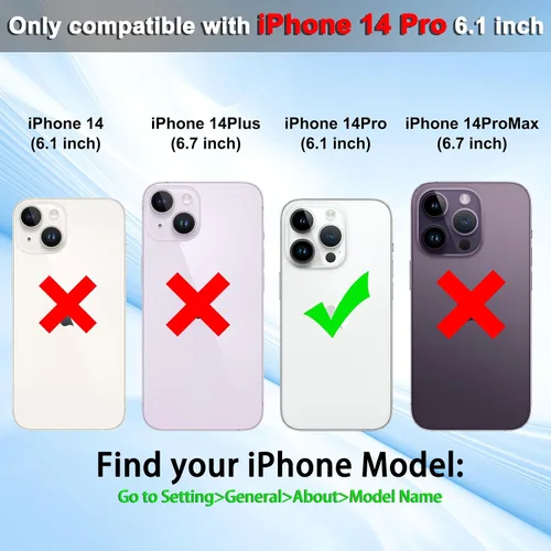 Miniatura 2 de VANAVAGY Funda tipo cartera compatible con iPhone 14 Pro para mujeres y hombres, de piel sintética, cierre magnético, con bloqueo RFID, tarjetero