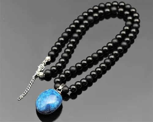 Miniatura 170 de Colgante de turmalina cruda natural, Collar de cuentas de ónix negro genuino, Collar de piedra negra, Collar de piedras preciosas, Cuentas de 0.315