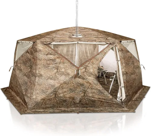 RBM Outdoors Double-Layer Hot Tent with Stove Jack, Fast Umbrella Setup Shelter, Extreme Cold Weather Tents, All-Season Winter Camping Tent for