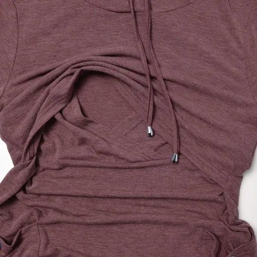 Miniatura 5 de GINKANA Sudadera con capucha para mujer, manga larga, con botones, decoración con bolsillos, camisas, túnica
