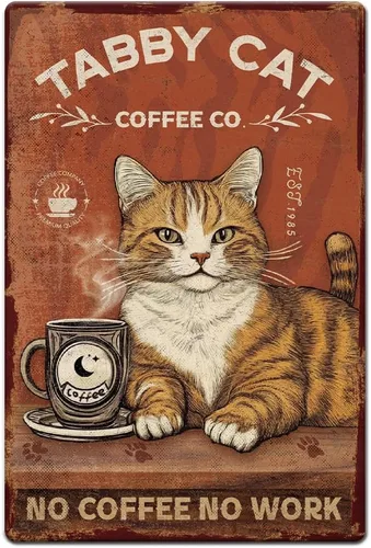 Miniatura 11 de 1 letrero de metal vintage de 8 x 12 pulgadas con diseño de gato retro con texto en inglés "Reading Because Murder is Wrong", póster