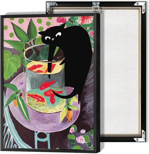 Miniatura 9 de Póster de Arte Gracioso de Gato Negro Vintage Van Gogh Girasol Gato Impreso en Lienzo Arte de Pared de Gato Lindo Estética de Animales