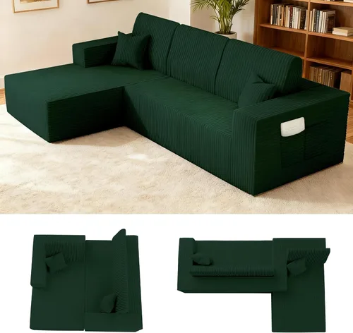 Miniatura 9 de Sofá modular Cloud de 110 pulgadas sin hueso, con diván en forma de L, modernos sofás tapizados para sala de estar y dormitorio, no requiere montaje