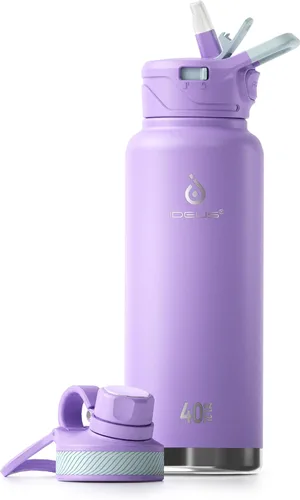 Miniatura 43 de IDEUS Botella de agua aislada de 12 onzas, botella de agua aislada de acero inoxidable para la escuela, botellas aisladas con pajitas a prueba