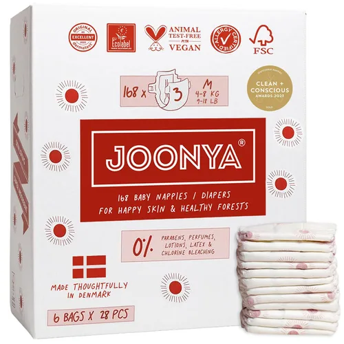 Miniatura 12 de Pañales Joonya para bebé, talla 2 S (3-5.9 kg) - 1 bolsa de 30 - Nueva gama - No tóxico, ecológico, ultra delgado, uso nocturno - Fabricado