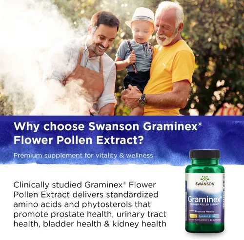 Miniatura 6 de Swanson Graminex Extracto de polen de flores, suplemento de salud masculina para apoyar la salud de próstata, riñón, vejiga y tracto urinario* - Sin