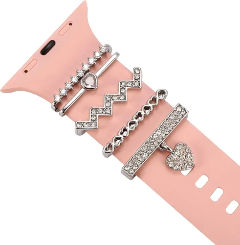 Miniatura 8 de Anillos decorativos de corazón compatibles con correas de silicona de Apple Watch de 1.772 in, 1.732 in, 1.654 in, 1.614 in, 1.575 in, 1.496 in, 7
