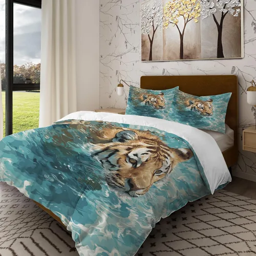Miniatura 24 de Batmerry American Election Man Twin Size 100% Cotton Duvet Cover Sets, Yellow Hair Suit Green Background Bedding Set with Zipper Closure Corner