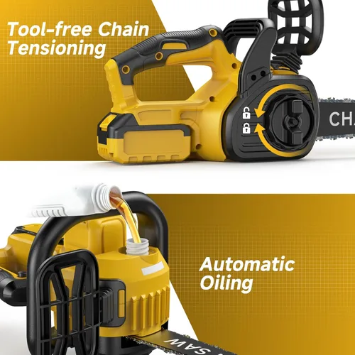 Miniatura 6 de Motosierra eléctrica sin escobillas de 14 pulgadas, motosierra inalámbrica a batería compatible con batería Dewalt de 20 V con pantalla LCD