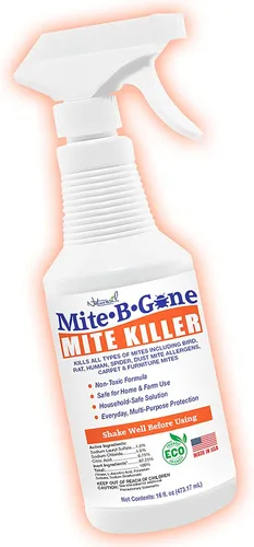 Mite-B-Gone - Spray matador de ácaros de polvo de 16 onzas | Mata naturalmente ácaros humanos, pollo, pájaros, polvo, araña, rata, pavo, ácaros de