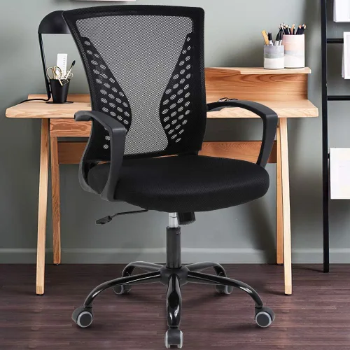 Miniatura 12 de Silla de oficina ergonómica para escritorio, silla de malla con soporte lumbar y apoyabrazos de altura ajustable, silla ejecutiva para mujeres