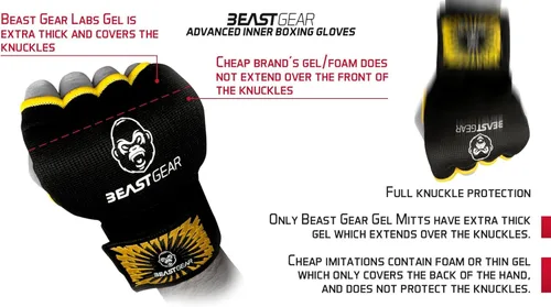 Miniatura 6 de Beast Gear Guantes interiores de boxeo con relleno de gel, correas de muñeca rápidas de 39.4 in para hombres y mujeres - MMA, Muay Thai, Kickboxing