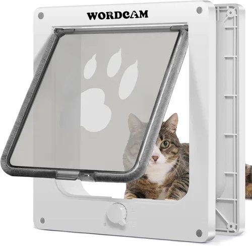 Miniatura 10 de Wordcam Puerta grande para gatos (tamaño exterior 10.7 x 9.5 pulgadas), puerta de gato robusta para puertas interiores exteriores, puerta con solapa