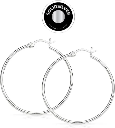 Miniatura 4 de SOLIDSILVER - Pendientes de aro de plata de ley de 0.059in de grosor, con diseño de clic, de 0.394in a 1.969in.