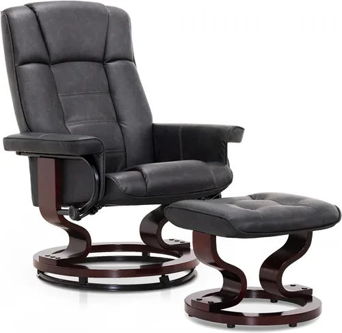 Miniatura 11 de MCombo - Sillón reclinable manual giratorio con otomana, juego de silla y otomana para autocaravana espacios pequeños, sala de estar, dormitorio