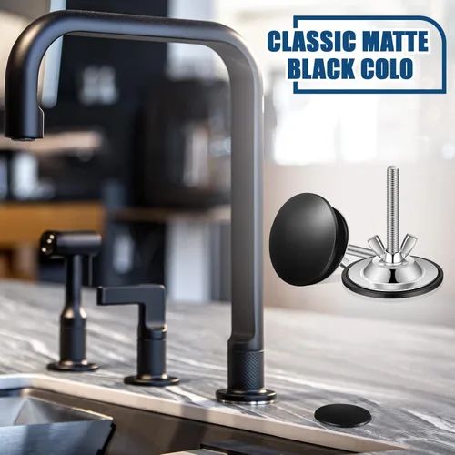 Miniatura 6 de LEIFIDE Cubierta de Orificio de Fregadero de Cocina de 2 Pulgadas Grifo de Acero Inoxidable Tapa de Placa de Orificio de Grifo de Fregadero de Negro