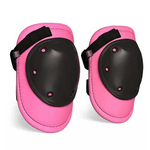 Miniatura 7 de PRO - Rodilleras estilo constructor para mujer con 3 niveles de protección, rosa, 1 par, tapa de plástico de soporte plano y cierres ajustables