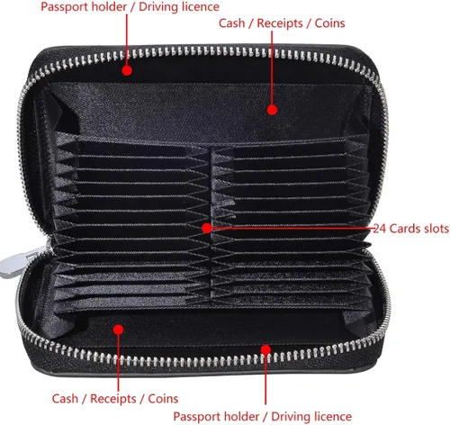 Miniatura 5 de Easyoulife Funda de cuero genuino para tarjetas de crédito RFID para pasaporte de viaje