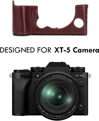 Miniatura 2 de Rieibi Fuji XT5 - Funda de piel auténtica de calidad para cámara digital Fujifilm X-T5 - Funda protectora para Fuji XT5 X-T5, café, fotografía