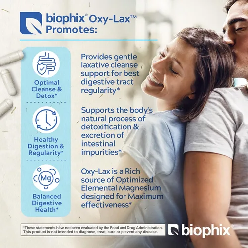 Miniatura 3 de biophix Oxy-Lax 750 mg 120 Vcaps - Laxantes naturales para el estreñimiento ocasional - Laxante de magnesio con magnesio oxigenado - Limpieza