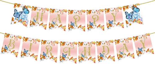 KatchOn, Cartel grande de mariposa de feliz cumpleaños – NO DIY | Cartel de mariposa de feliz cumpleaños | Cartel de feliz cumpleaños de hadas para
