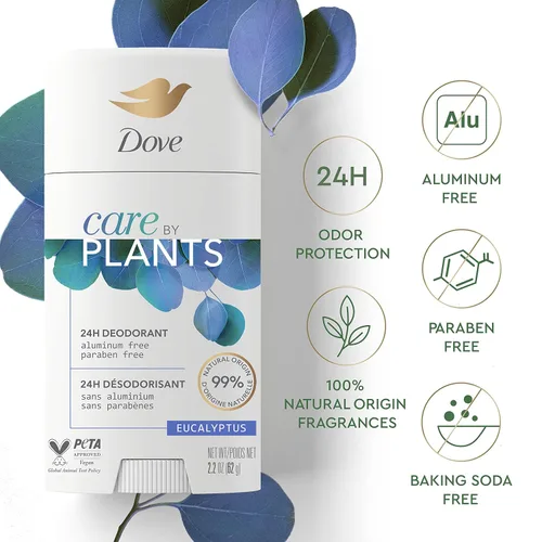 Miniatura 8 de Dove Care by Plants - Desodorante en barra para el cuidado de la piel de las axilas y protección desodorante las 24 horas, desodorante de eucalipto