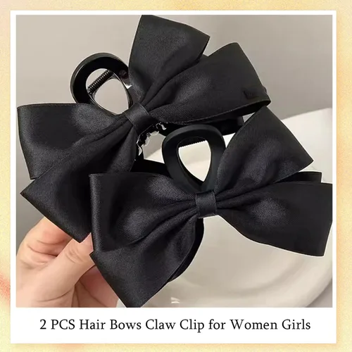 Miniatura 4 de Pinzas Premium para el Cabello para Mujeres: Pinzas de Garra con Lazo para Cabello Grueso y Delgado, Pinzas Grandes Antideslizantes con Lazo en Negro